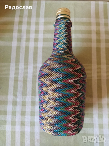 стара плетена бутилка, снимка 1