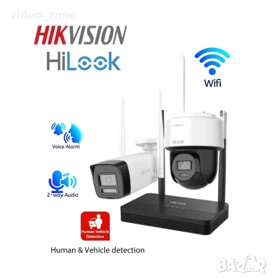 HIKVISION HiLook Wi-Fi Kit, Комплект с 2 IP WIFI камери PT+Billet 4Mp и WIFI NVR, снимка 1