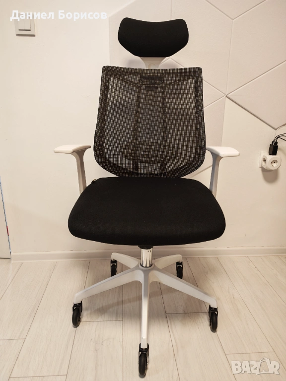 ергономичен офис стол Antares Eclipse - Бял/Черен (Меш), снимка 1