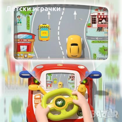 Образователна количка за деца с интерактивен волан, сензорни звуци и музика, снимка 1