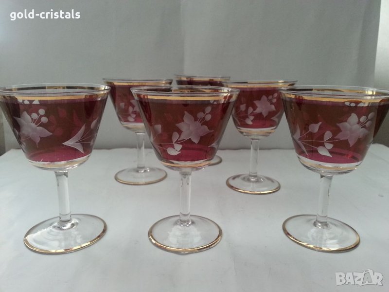 Ретро стъклени чаши гравирани , снимка 1