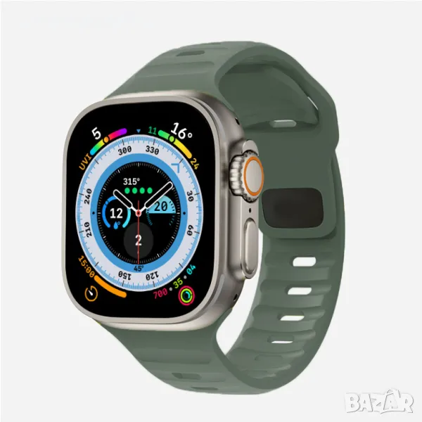 Силиконова каишка Apple Watch ULTRA 2 – 49mm масленозелена, снимка 1