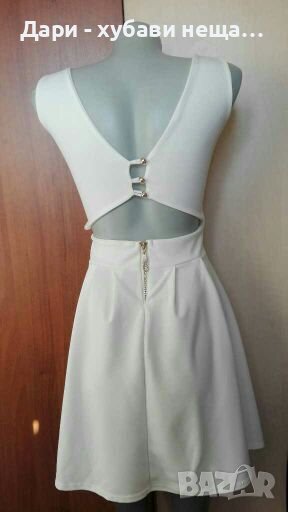 Бяла френска рокля, със златисти акценти🍀❤S,S/M❤🍀арт.4374, снимка 1