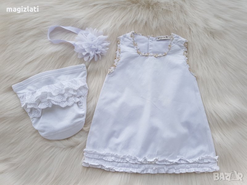Рокля, лента и гащички с къдрички 3-6 месеца, снимка 1