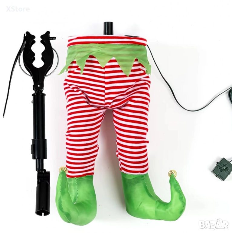 Анимирани крака на елф за коледно дърво – Забавен и уникален празничен декор, снимка 1