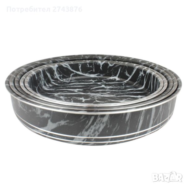 КРЪГЛИ ТАВИ КОМПЛЕКТ - 5 БР. EK-28-30-32-34-36 ЧЕРНО БЯЛ МРАМОР, снимка 1
