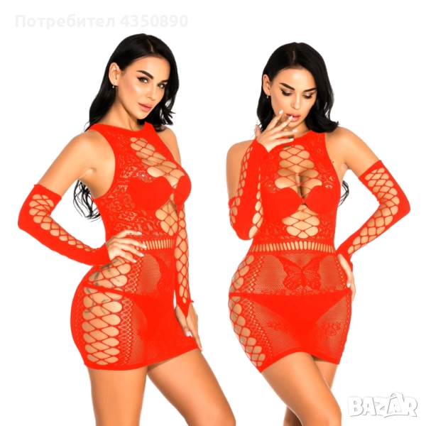 Червена секси еротична рокличка - Код В1120, снимка 1