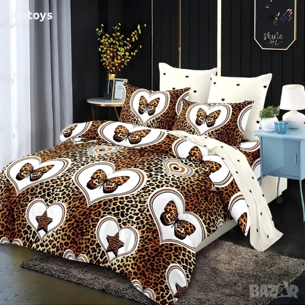 Двулицево спално бельо с ластик, 6 части - Модел WS17489, снимка 1