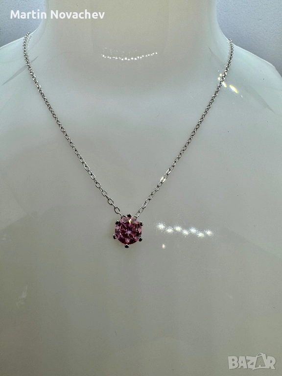 Сребърно колие с мойсанит (Диамант) 1 карат, снимка 1