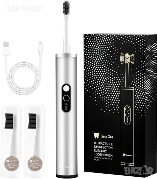 Прибираща се електрическа четка за зъби GearOra, вградена UV дезинфекция, снимка 1