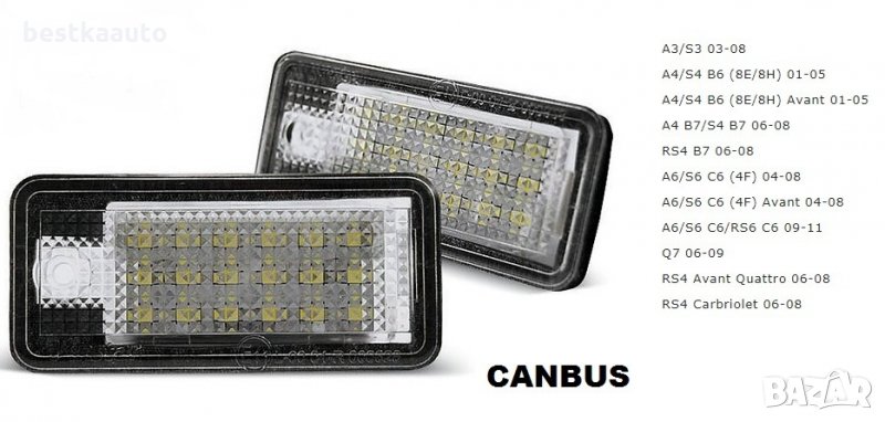 LED плафони за регистрационен номер Ауди Audi S3 A4 S4 B6 S4 B7 A6 C6 S6 A8 S8 Q7 RS4 RS6, снимка 1