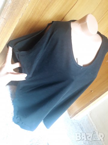 Нова черна изчистена тениска с голи рамене ХХЛ, снимка 3 - Тениски - 32879897