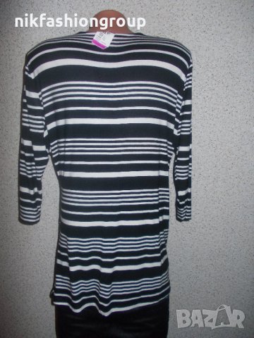 Туника черно и бяло райе Прегърни ме, XL размер, снимка 3 - Туники - 26953137