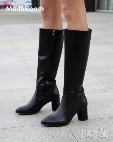 Ботуши на ток - Кожа, снимка 2 - Дамски ботуши - 48662785