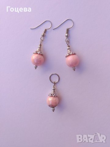 Изящен подаръчен комплект бижута с розови перли !, снимка 5 - Бижутерийни комплекти - 27420300