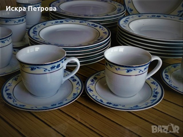  Порцеланов сервиз Сини цветя Румъния, снимка 2 - Сервизи - 38145044