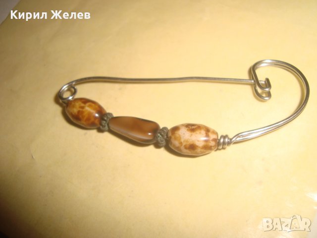 СТАРА БРОШКА с ЯСПИС КАМЪНИ ФИБУЛА 23446, снимка 6 - Антикварни и старинни предмети - 33343788