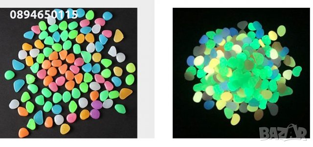 декорация за аквариум: скала с дупка; светещи фосфоресциращи разноцветни камъчета 100бр, снимка 7 - Оборудване за аквариуми - 33634219
