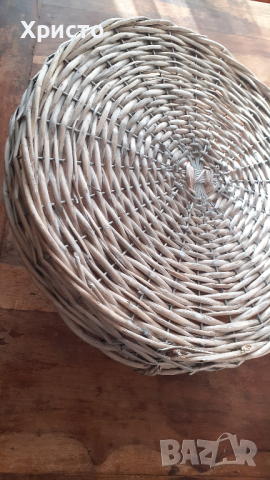 плетен поднос с дръжки от естествена тръстика бамбук за сервиране, нов, етикет.  Диаметър ф37,5 см,, снимка 3 - Прибори за хранене, готвене и сервиране - 44906947