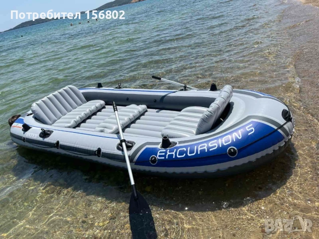Надуваема лодка Intex Excursion 5 за рафтинг, разходка и риболов, снимка 4 - Такъми - 53305615