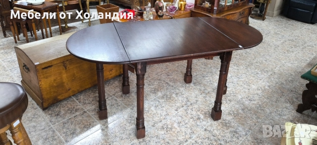 дъбова трапезна маса с падащи плотове