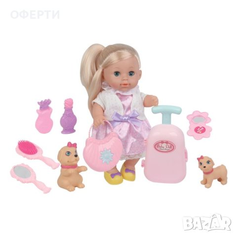  Кукла с розова рокля 2 кучета и аксесоари