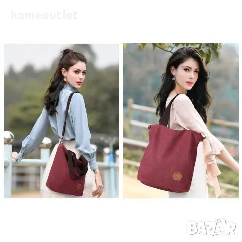 ПРОМОЦИЯ Дамска текстилна чанта във вишнево червено, снимка 3 - Чанти - 49673944