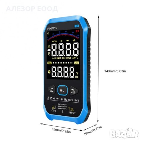 Мултицет с автоматична настройка за AC DC напрежение съпротивление капацитет диод NCV Hz 20204498, снимка 5 - Други машини и части - 43862702