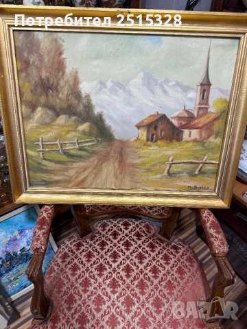 стара картина маслени бой автор, снимка 2 - Картини - 53233584