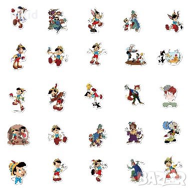 50 бр Пинокио самозалепващи лепенки стикери за украса декор картонена торта и др парти, снимка 3 - Други - 33646744