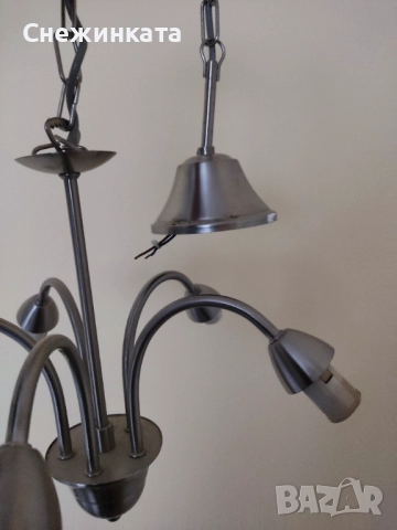 Сив метален полилей и абажур, снимка 3 - Полилеи - 52891862