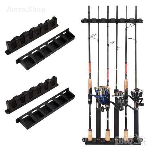 Чифт държач за въдица - Стойка за въдица за стенен монтаж , държач за въдица за гараж, снимка 1