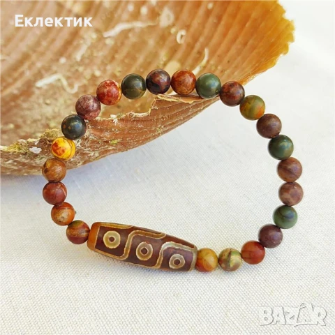 Дзи гривна с мъниста от регалит, снимка 3 - Гривни - 50776575