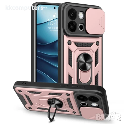 OnePlus 13s 5G / OnePlus 13T 5G Удароустойчив Ring Holder with Slide Camera Lid PC + TPU/ Kickstand , снимка 5 - Калъфи, кейсове - 50712248