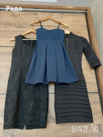 Нови малки ефирни рокли 3 броя черни и синя размер S памук ITALY