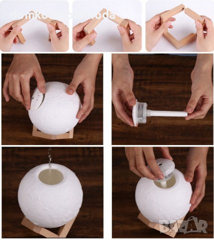 Арома дифузер с LED лампа с три режима на светлината, 13x13 см, снимка 4 - Овлажнители и пречистватели за въздух - 39045726