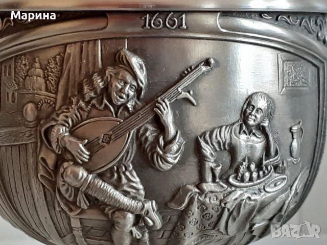 Чаши с чинийка от калай Antik*Vintage #90, снимка 6 - Антикварни и старинни предмети - 51709305