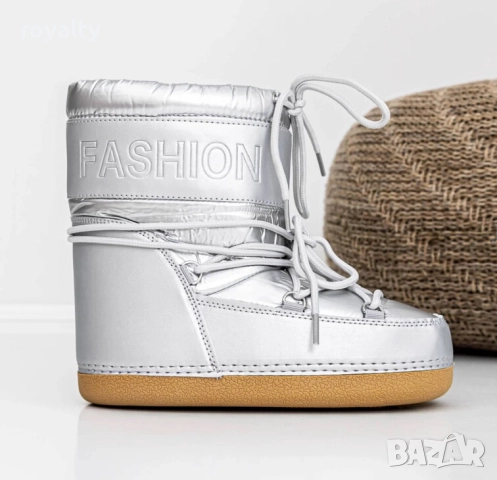 Апрески на платформа - сребристи, снимка 3 - Дамски апрески - 52529224