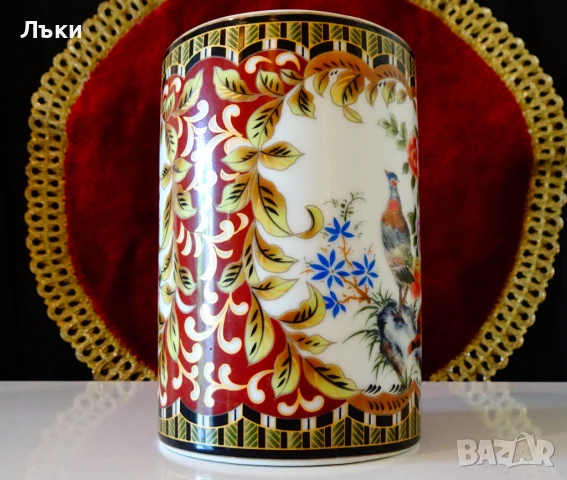 Порцеланова чаша Пауни,цветя,злато. , снимка 2 - Чаши - 51181388