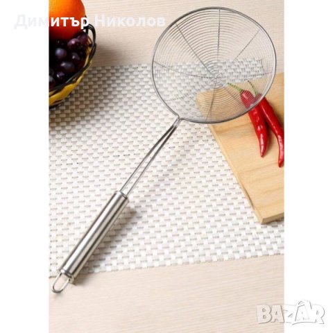 Мрежеста готварска шпатула за отцеждане от неръждаема стомана, 18 или 20 см, снимка 2 - Аксесоари за кухня - 44051227