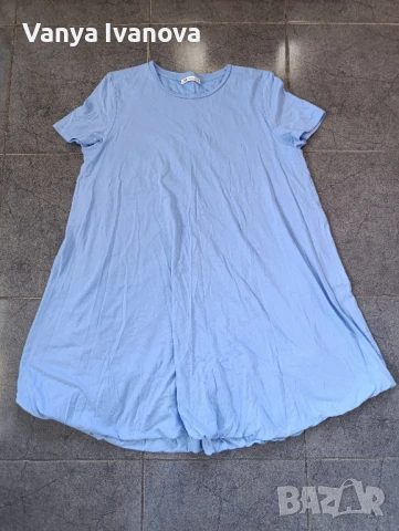 Zara синя памучна рокля, снимка 4 - Рокли - 50753374