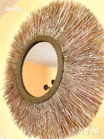 Екстравагантно огледало от рафия. Ръчна изработка! , снимка 6 - Декорация за дома - 39884030