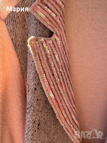 Красиво италианско от плат и плетка сако за вечер с пайетки на ревера. Размер 3, снимка 3 - Сака - 48202030