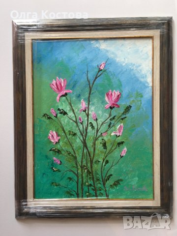 Картина с цветя ”Магнолии”. Картина с маслени бои. Картина за подарък., снимка 2 - Картини - 43289959