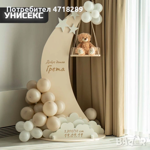 Декор Луна за рожден ден, изписване или кръщене - под наем