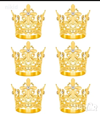 Малка корона с декор сърце и цвете с камъчета метална за украса декор на торта парти, снимка 3 - Други - 50194516