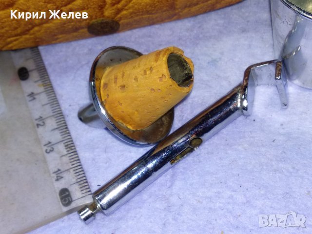 UNITRA cemi МАРКОВ ЛУКС КОМПЛЕКТ 4 ДЖОБНИ МЕТАЛНИ ЧАШКИ За АЛКОХОЛ в КОЖЕНО КАЛЪФЧЕ 41417, снимка 5 - Други ценни предмети - 43650759