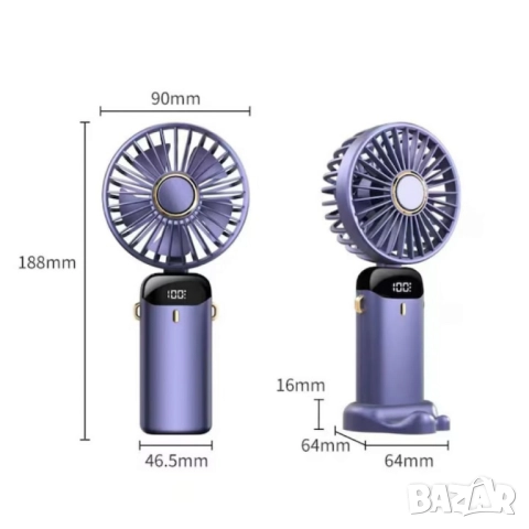   Преносим вентилатор 3 в 1, с 5 скорости и цифров дисплей, снимка 6 - Вентилатори - 51851889