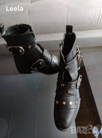 Черни боти/ботуши тип кубинки, снимка 2 - Дамски ботуши - 38195053