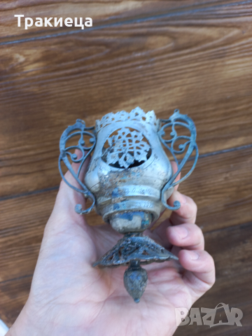 ВЪЗРОЖДЕНСКО СРЕБЪРНО КАНДИЛО РЕЛИГИЯ, снимка 5 - Антикварни и старинни предмети - 44877276